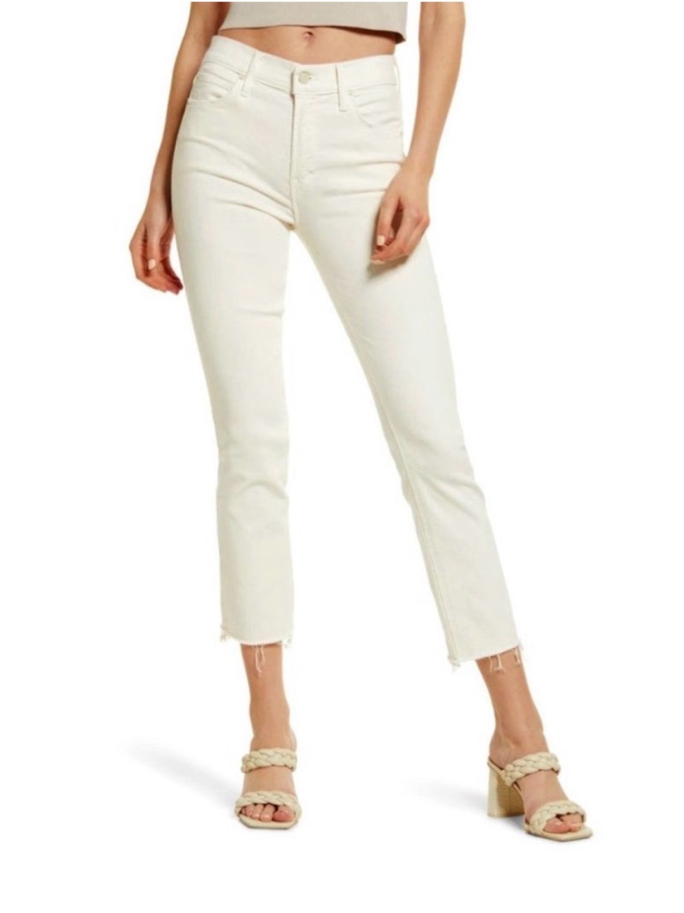 MOTHER The Mid Rise Dazzler Crop Frey “Cream Puff”, 27